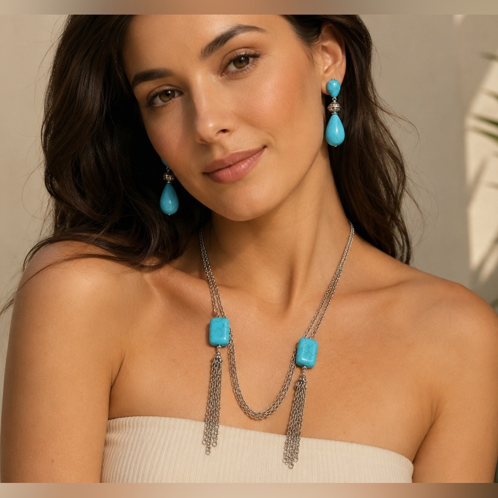  3/$30 Turquoise necklace and earrings set
